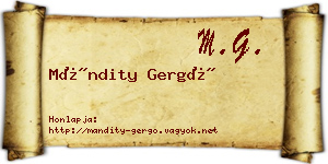 Mándity Gergő névjegykártya